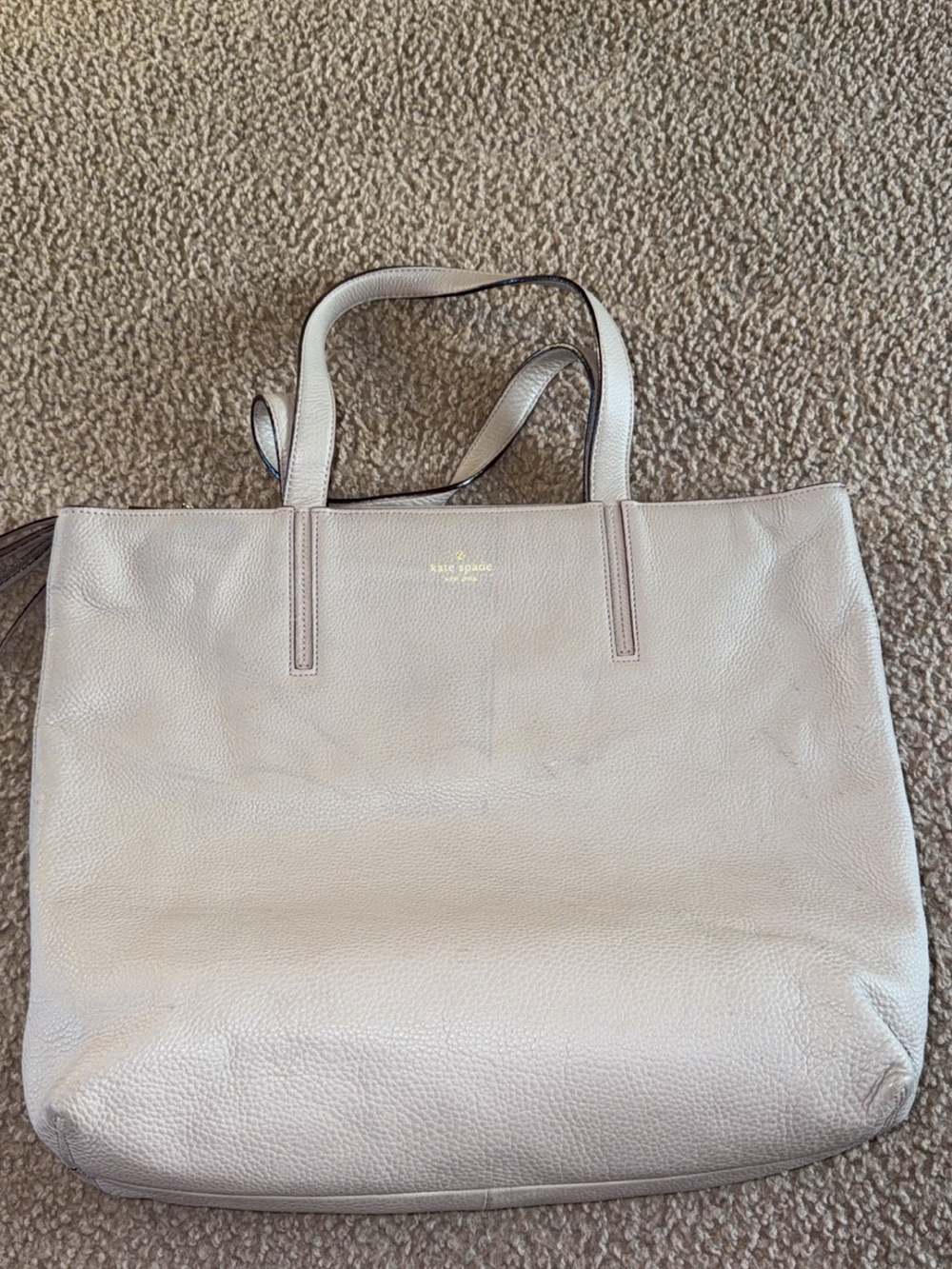 kate spade Pebbled Light Gray Leather Tote - Picture 1 of 7